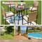 Costway 4PCS Patio Rattan Bar Stool Chairs Cushioned Seat Footrest & Armrest